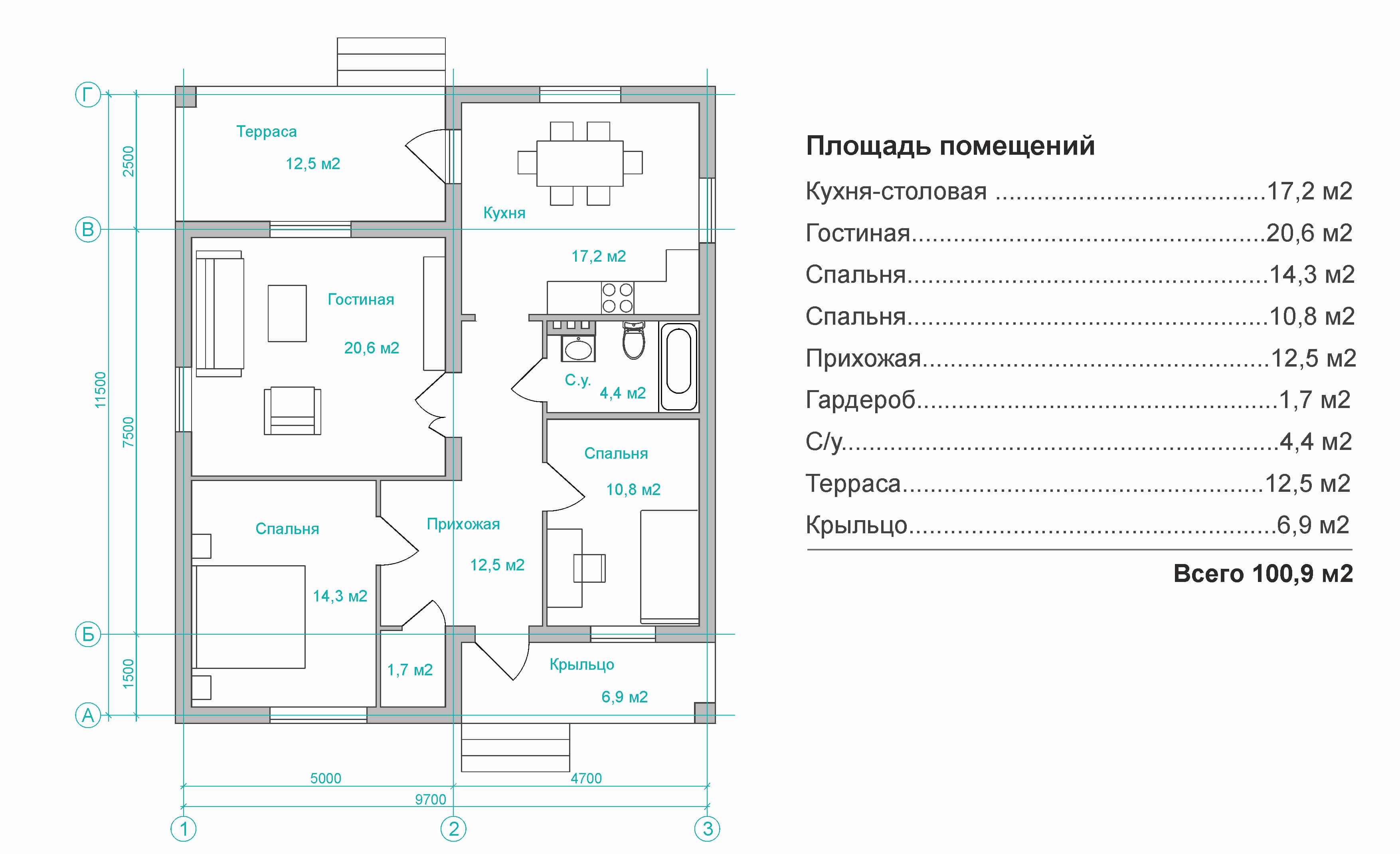 Проект энергоэффективного дома 100м2 с летней террасой | СМ-СтройИнвест |  Строительная компания